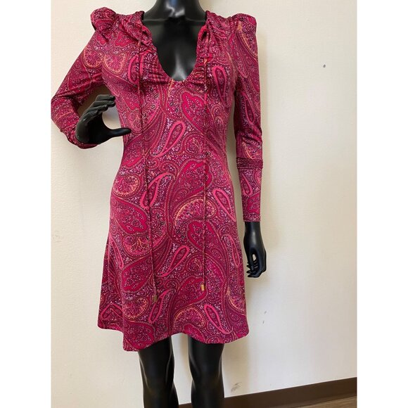 Rachel Rachel Roy Women's Berry Paisley Keyhole Tie Mini Dress Size XS NWT - Picture 1 of 5